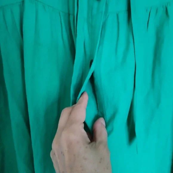 Universal Thread Green Tiered Button Front Midi Skirt 1X Linen Blend Pockets Boh - Picture 8 of 10